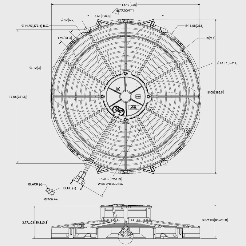 Maradyne M142K dimensions drawing